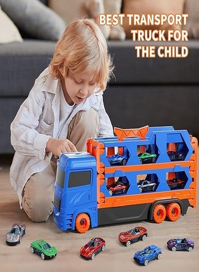 Babelly Transport Truck Toy Transporter Ejector Race Portable Transporter Parking Garage for Children, Multicolor - Image 2